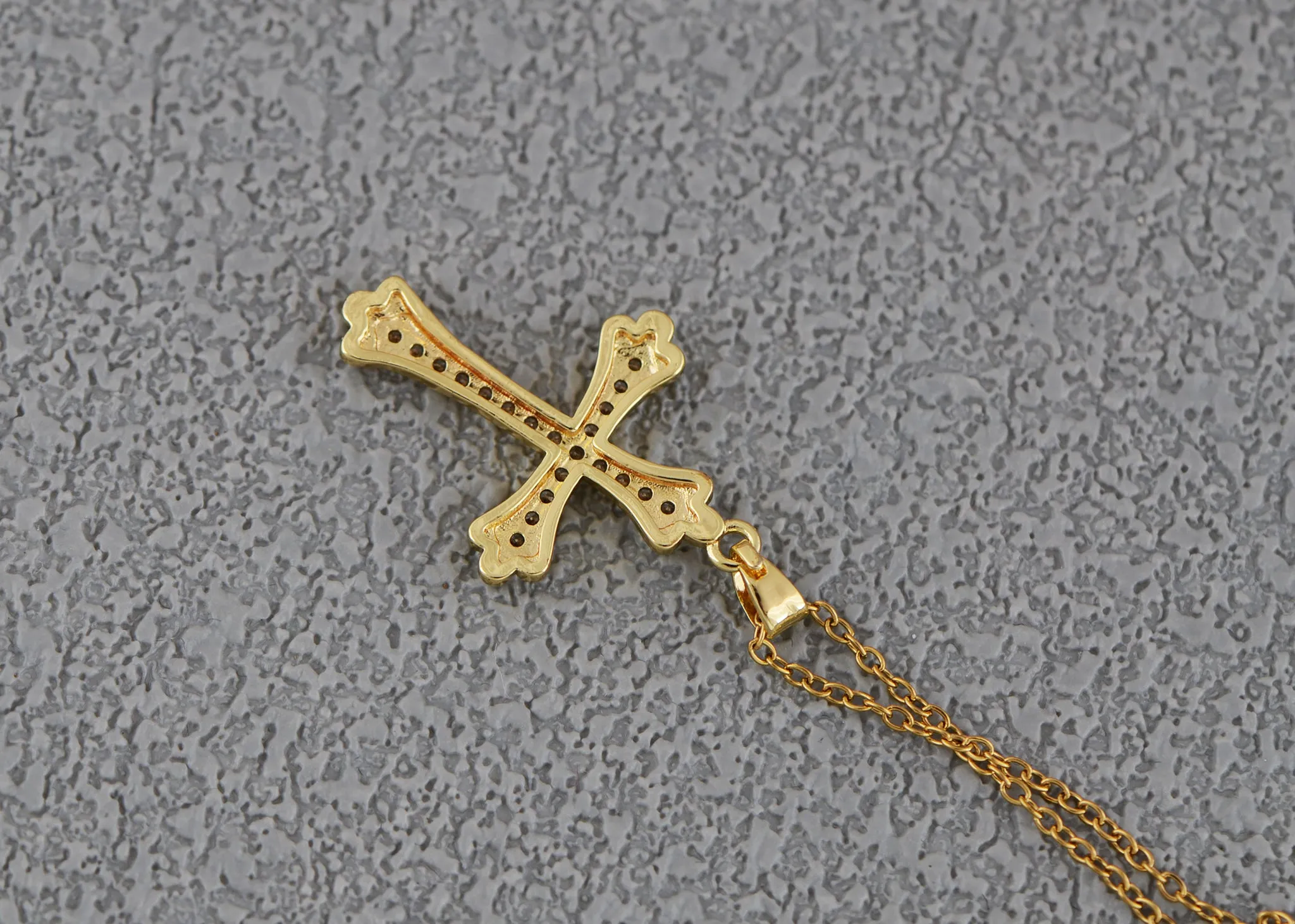 Alilang Gold Tone Rhinestone Cross Pendant Necklace Ideal for Religious Occasions