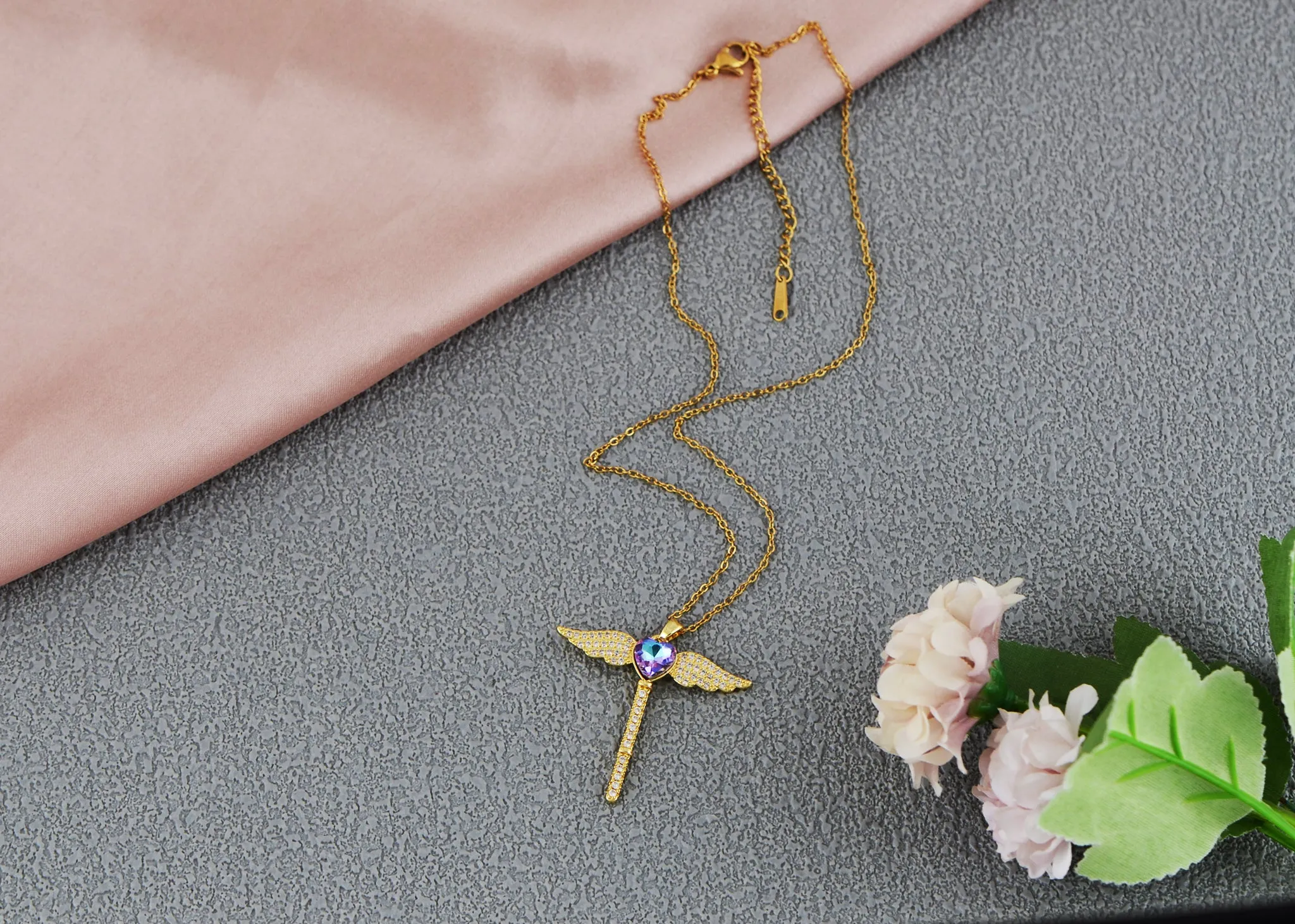 Alilang Gold Tone Rhinestone Cross Pendant Necklace Ideal for Religious Occasions
