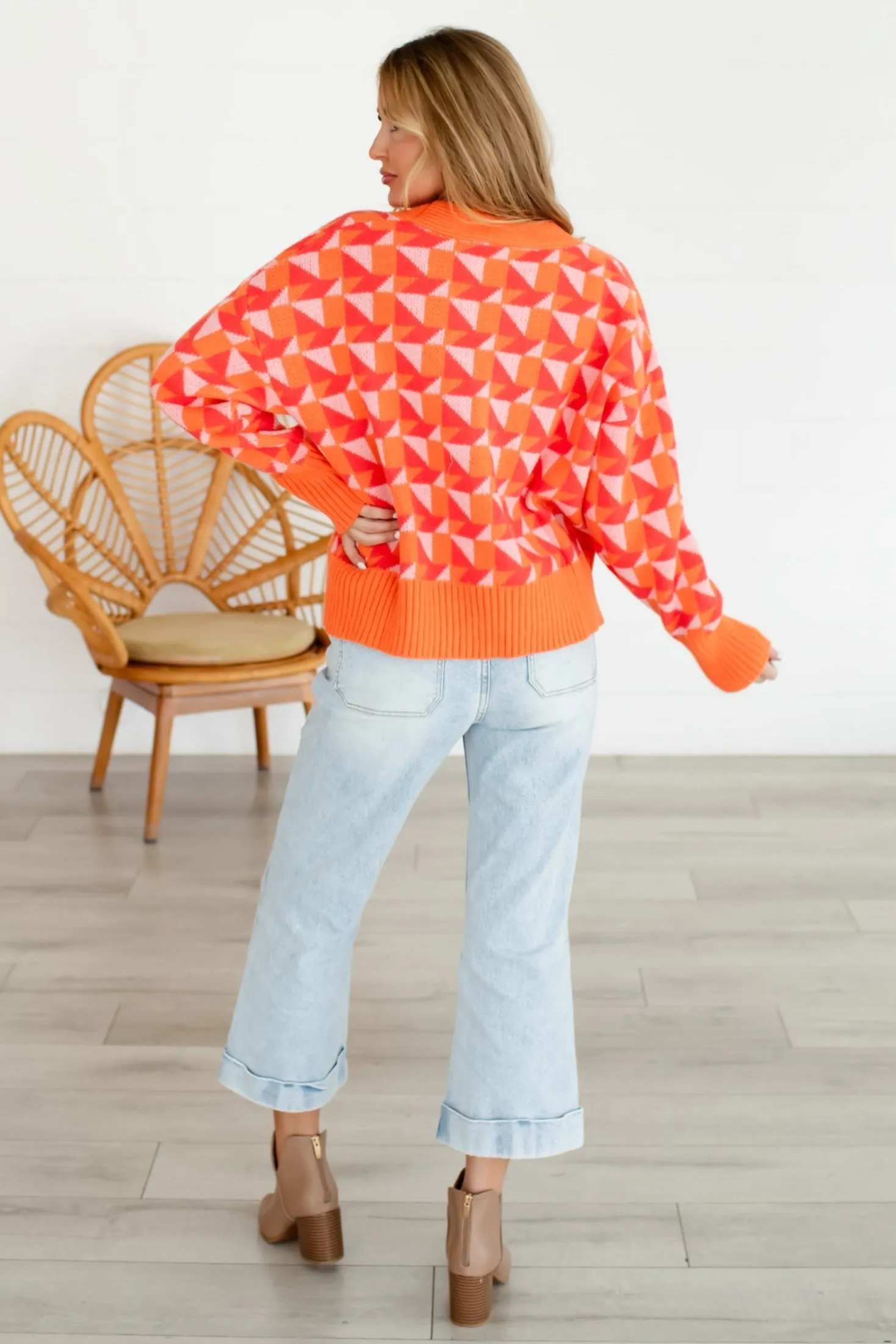 All Eyes on Me Geometric Cardigan - Red Multi