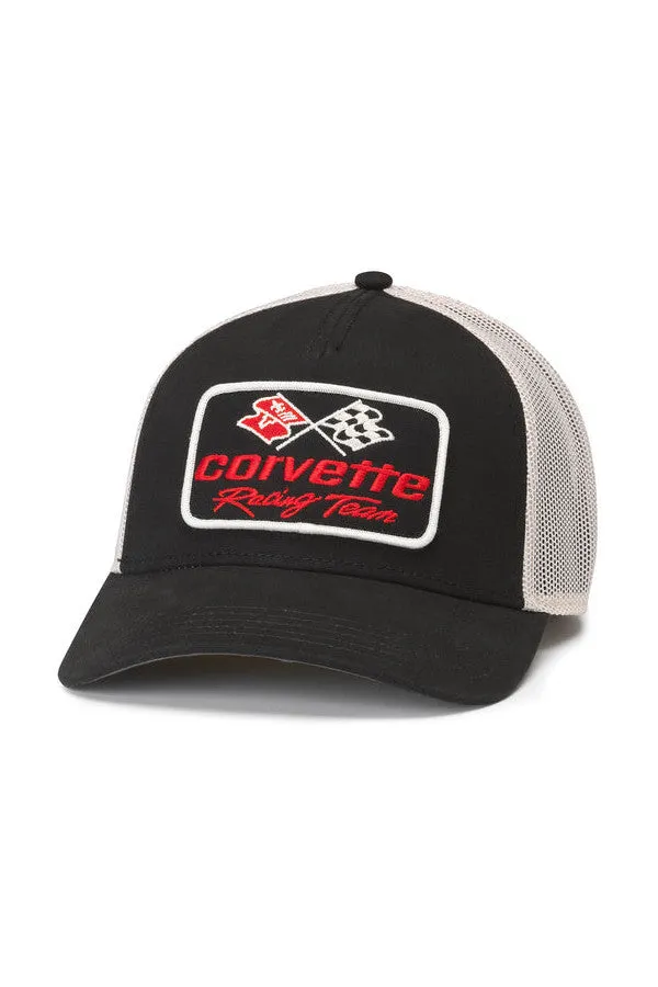 American Needle Corvette Twill Valin Patch Hat in Ivory Black