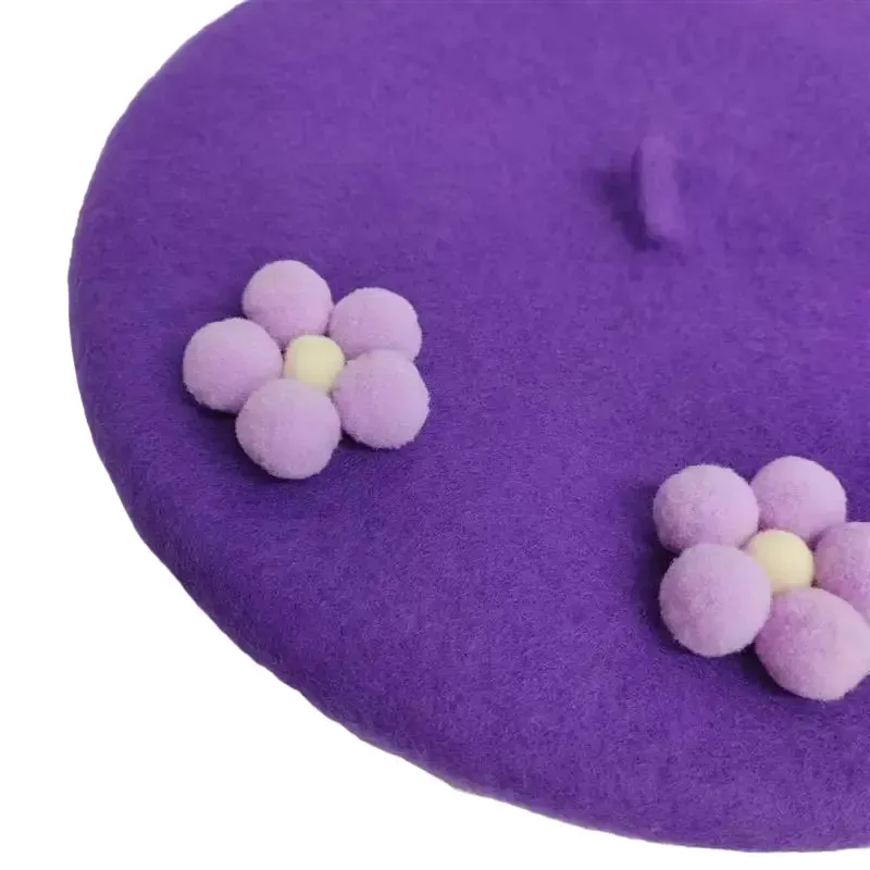 Amélie Roses Wool Beret