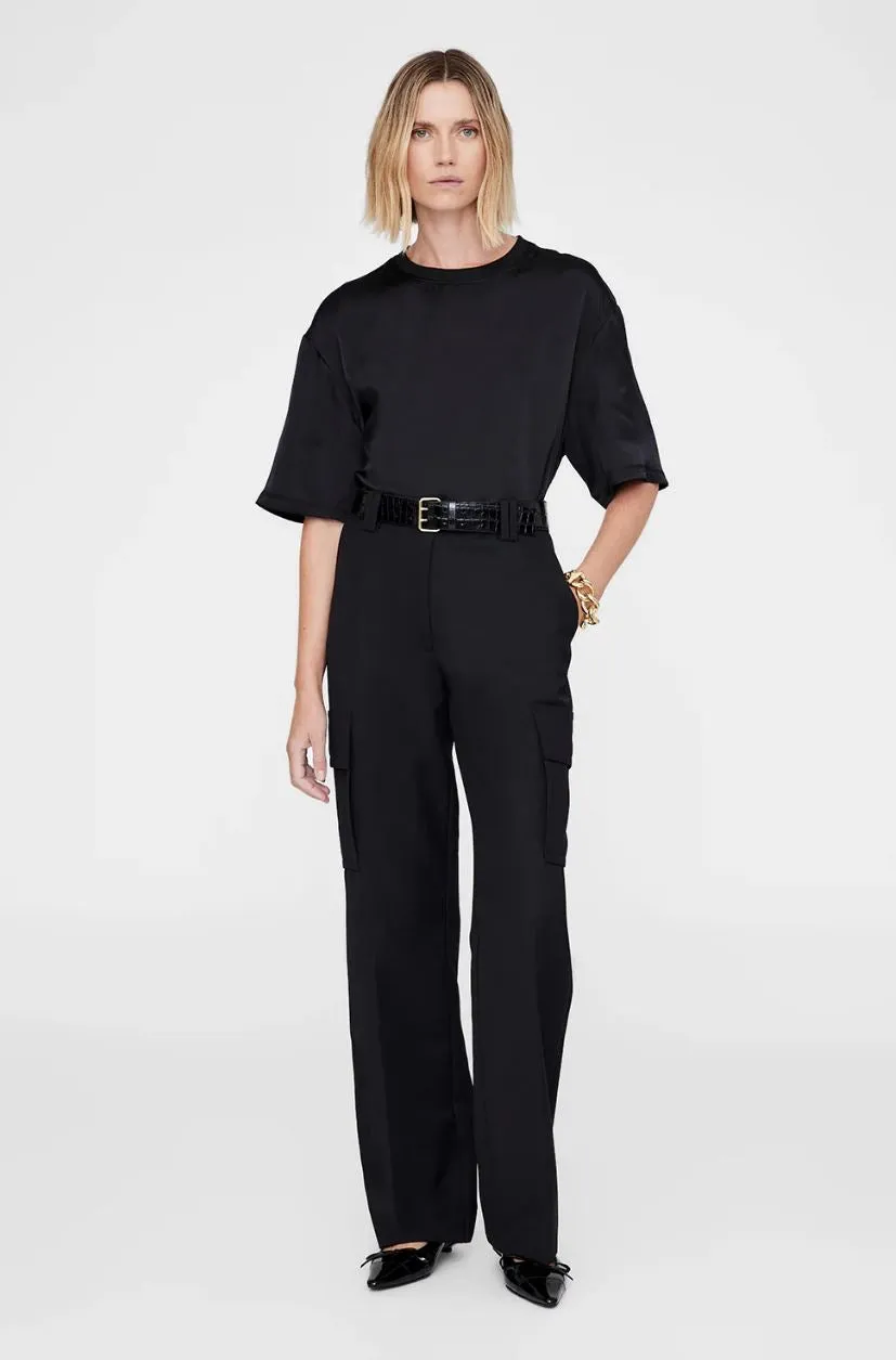 Anine Bing Mila Belt in Embossed Black