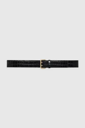 Anine Bing Mila Belt in Embossed Black