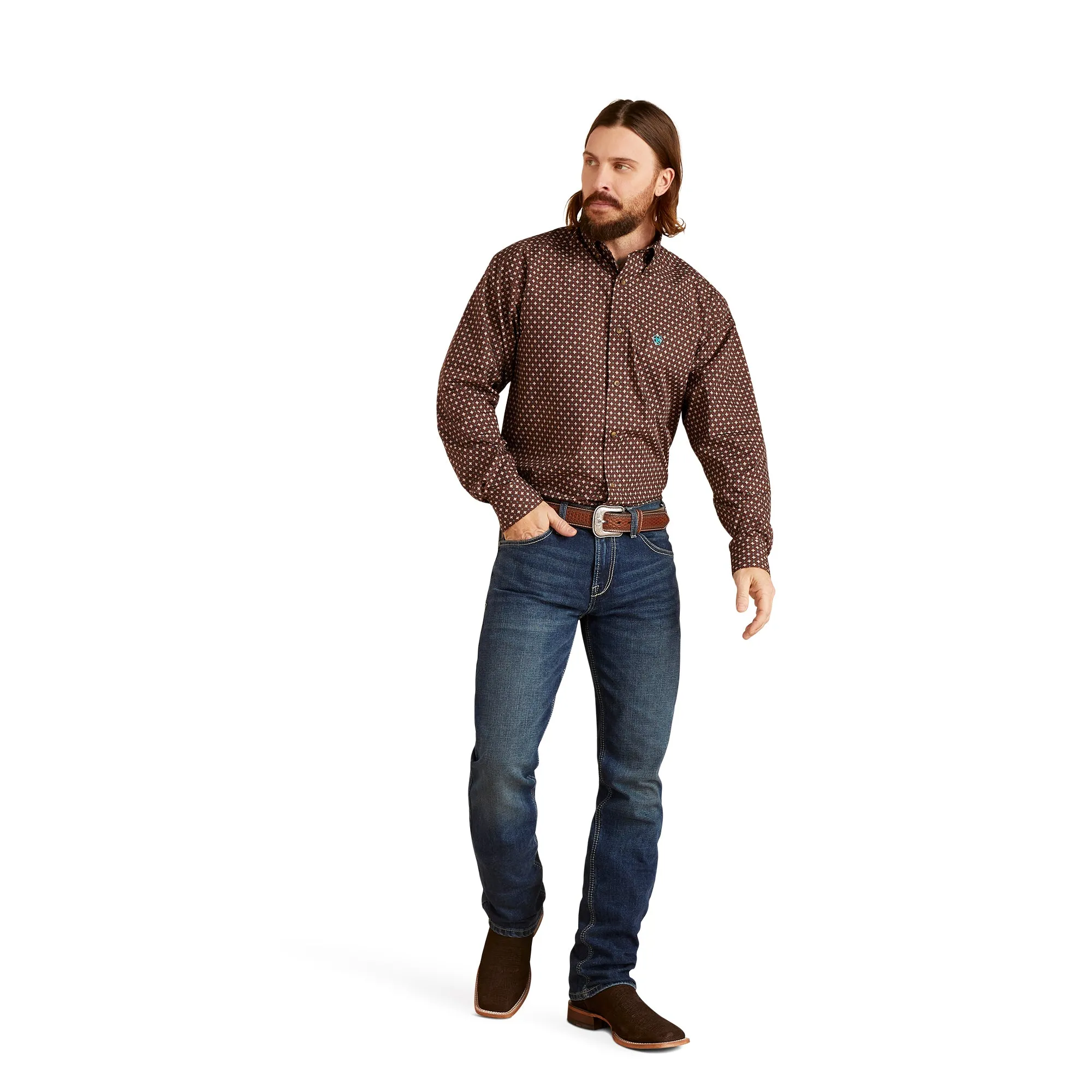 Ariat Men's Barrett Classic Fit Bitter Chocolate Button Down Shirt 10046221