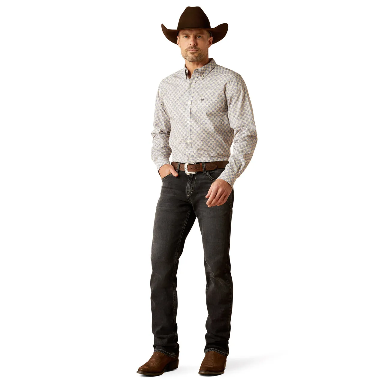 Ariat Men's Cario Grey Blue Fitted Shirt 10054080