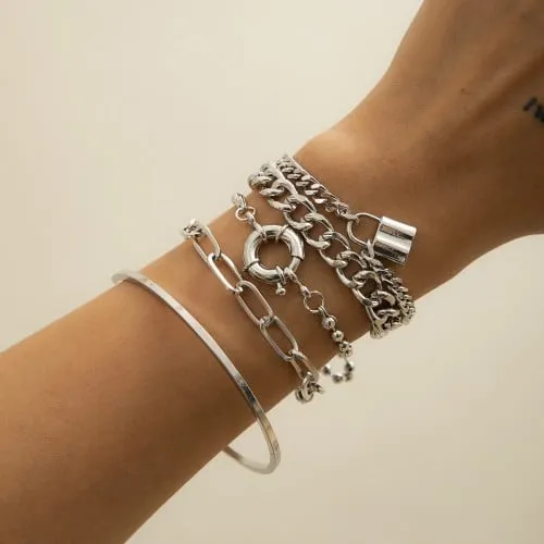Artistic Silver Mixed Chain Set: Elegance Redefined