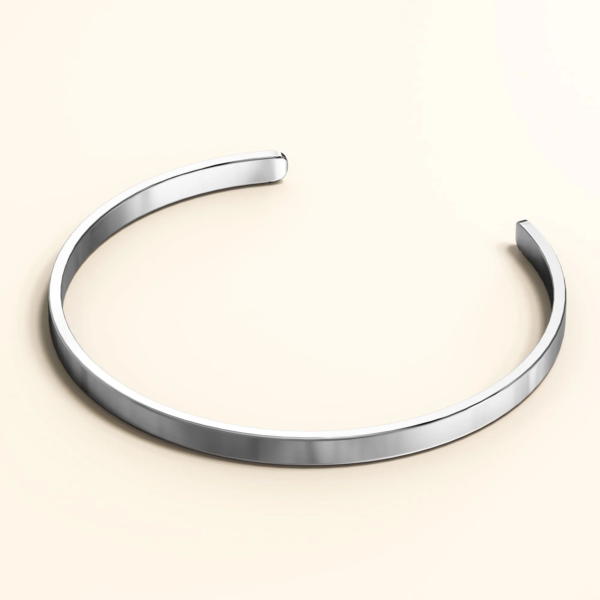 Avenue Classic Cuff Bangle White Gold - 4mm