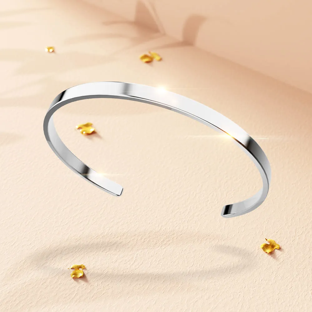Avenue Classic Cuff Bangle White Gold - 4mm