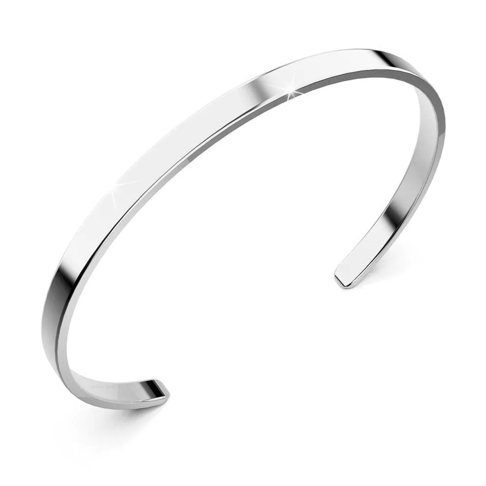 Avenue Classic Cuff Bangle White Gold - 4mm