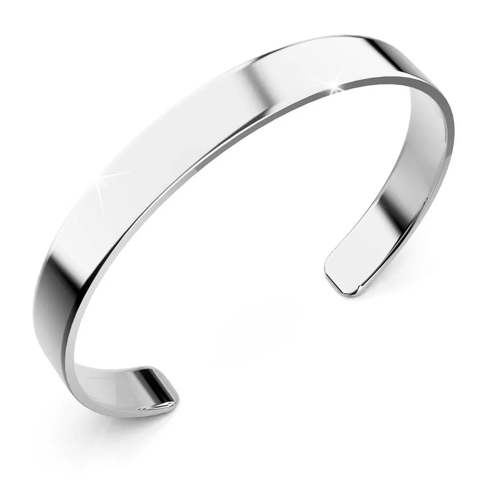 Avenue Classic Cuff Bangle White Gold - 8mm