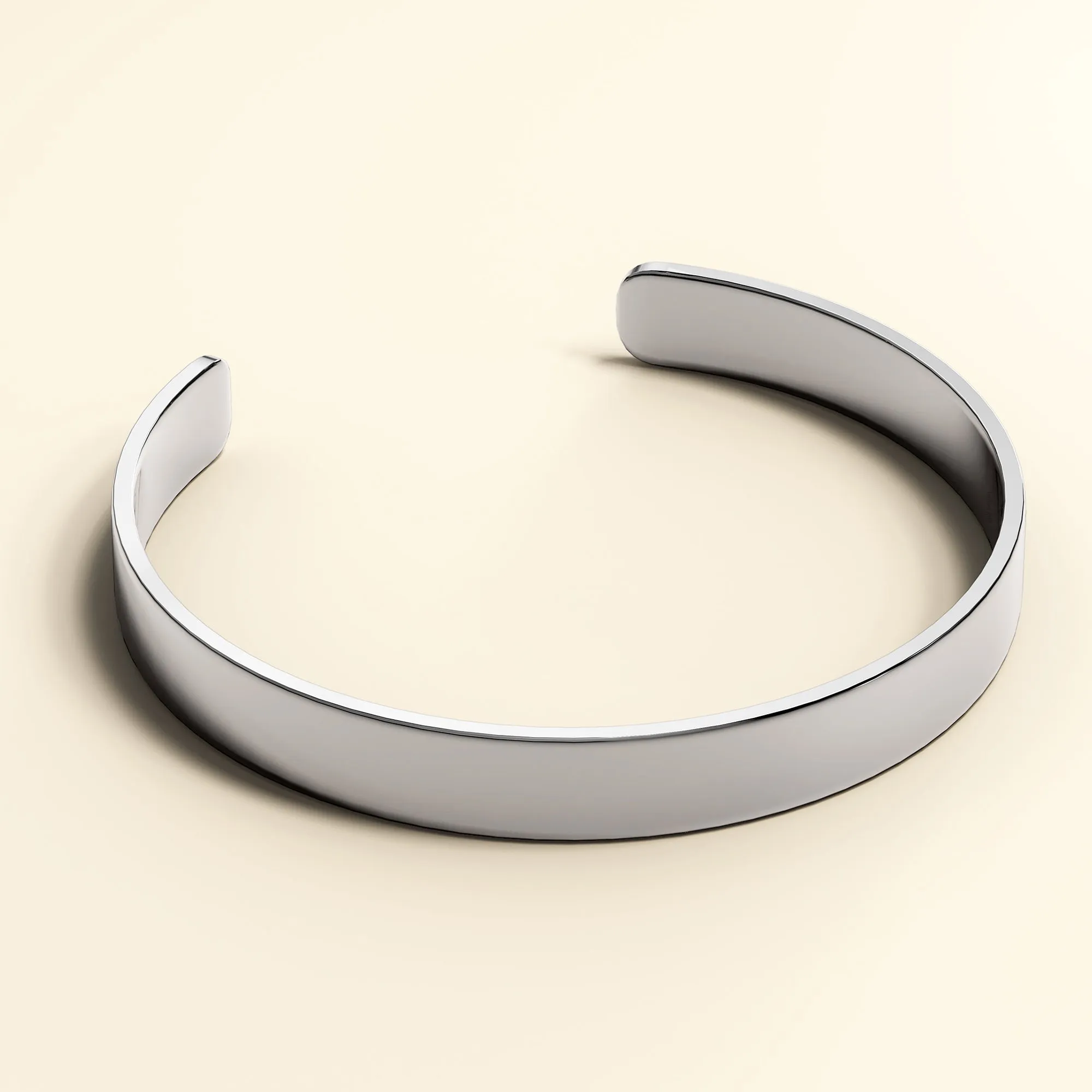 Avenue Classic Cuff Bangle White Gold - 8mm