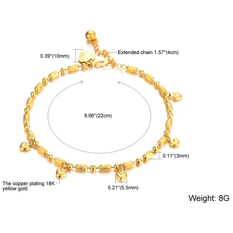 Baby Girls Anklets  Gold Heart Lucky Beaded Ankle Chain