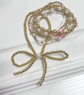 Beaded Bow Bracelet Set of 6