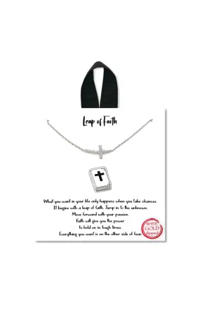 BJNA060RHCRY Rhodium Side-way Cross Stones Necklace