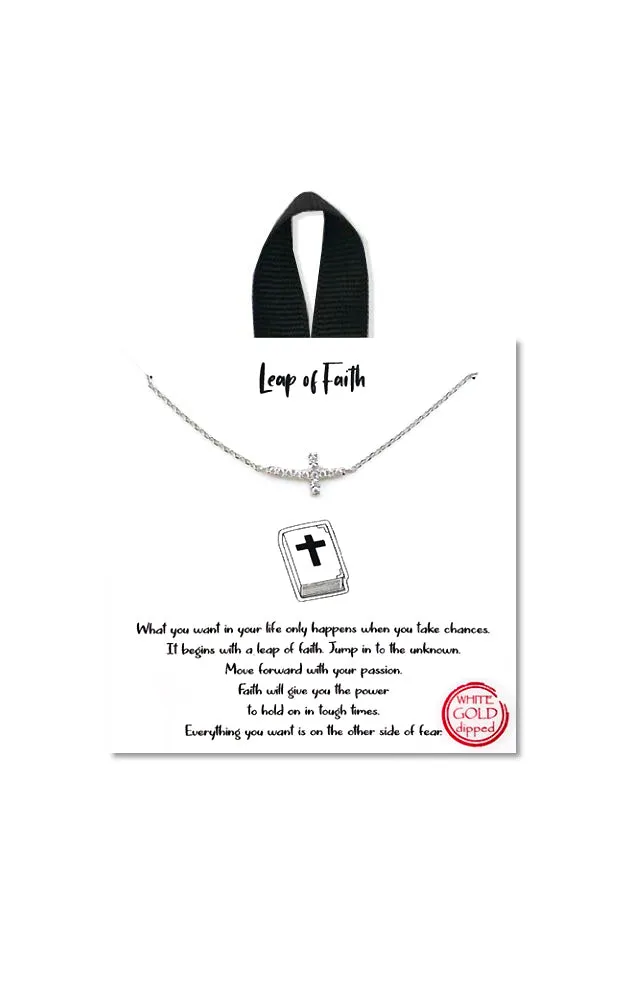 BJNA060RHCRY Rhodium Side-way Cross Stones Necklace