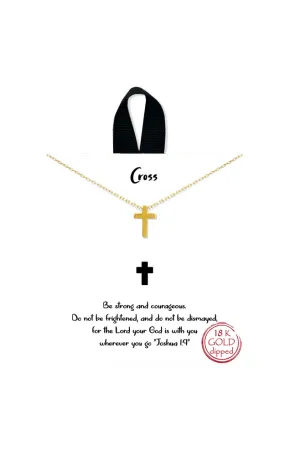 BJNA067GD Brass Cross Pendant Necklace