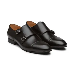 Black Captoe Monk Straps