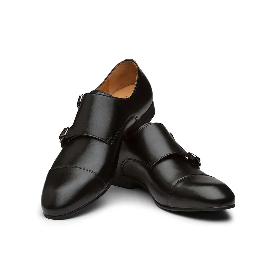 Black Captoe Monk Straps