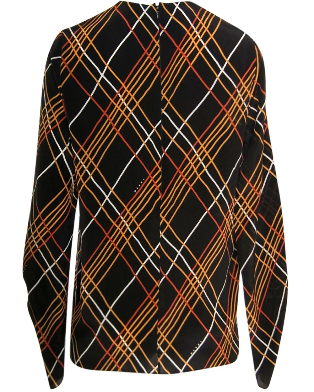 Black Geometric Print Long Sleeve Blouse