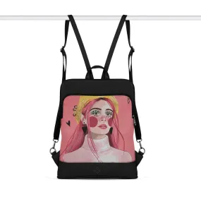 Black Laptop Backpack Lemon Beret Girl