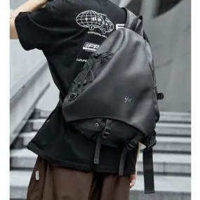 Black Large Sling Bag For Big Men Waterproof Black Travel Chest Bag Mens One Strap Backpack