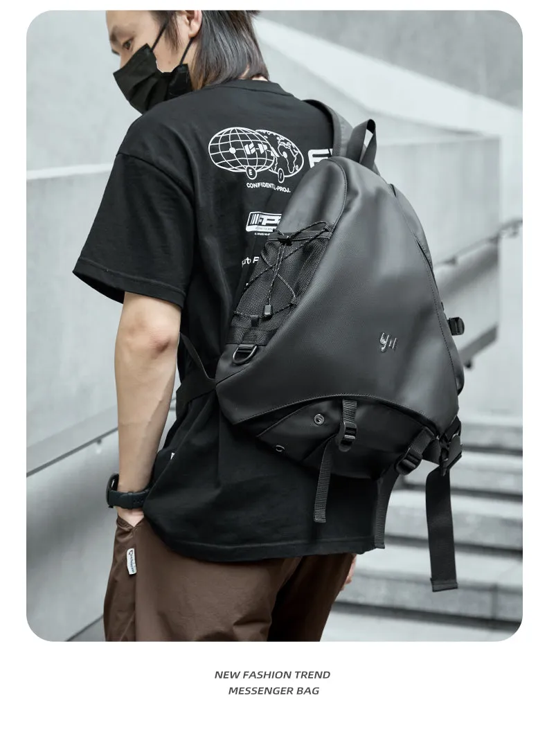 Black Large Sling Bag For Big Men Waterproof Black Travel Chest Bag Mens One Strap Backpack