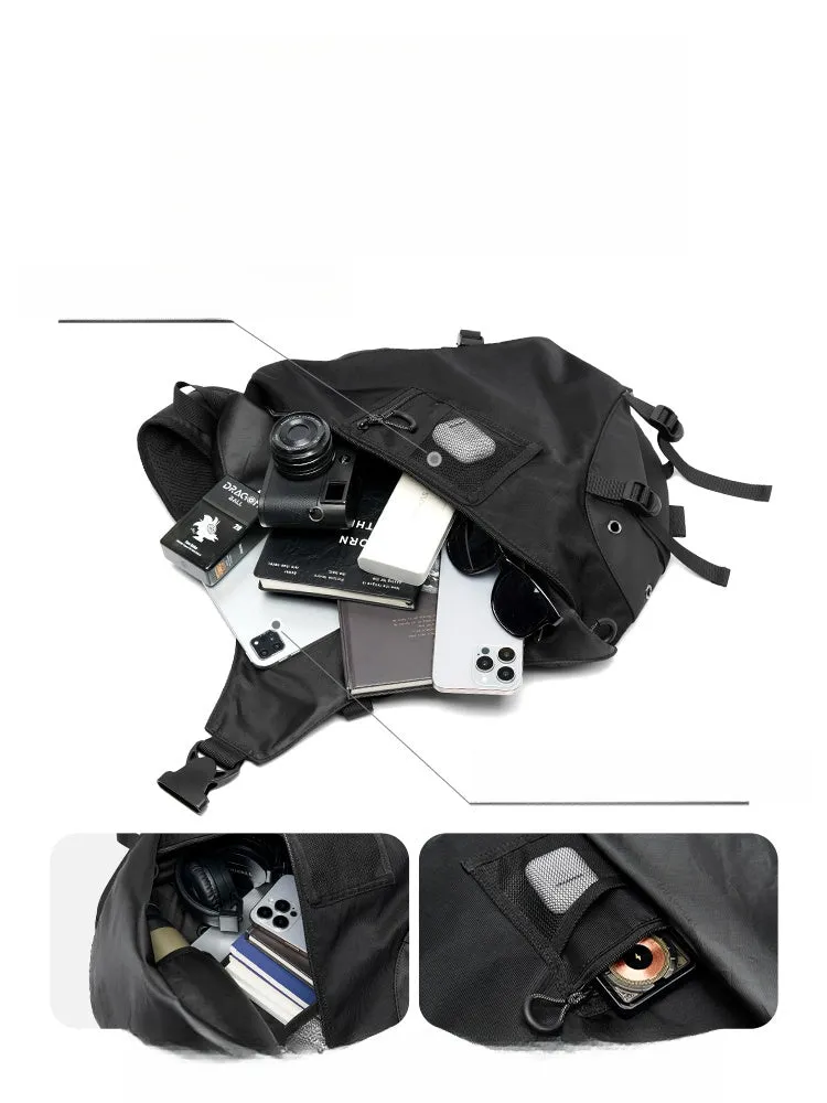 Black Large Sling Bag For Big Men Waterproof Large Travel Chest Bag Mens One Strap Backpack