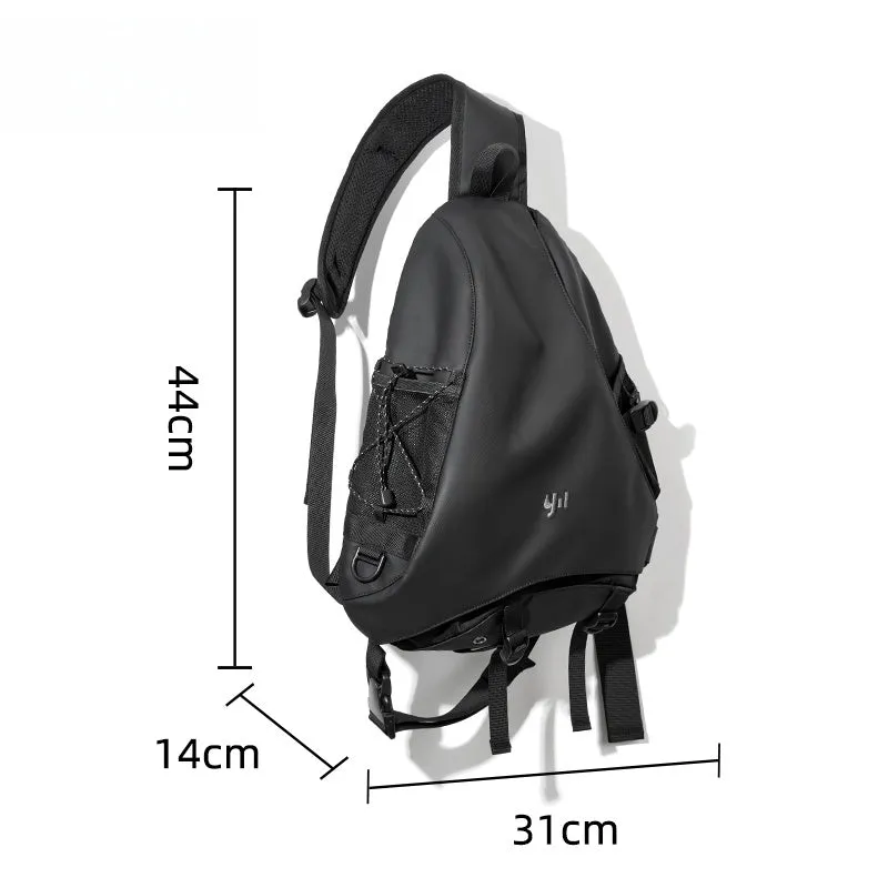 Black Large Sling Bag For Big Men Waterproof Large Travel Chest Bag Mens One Strap Backpack