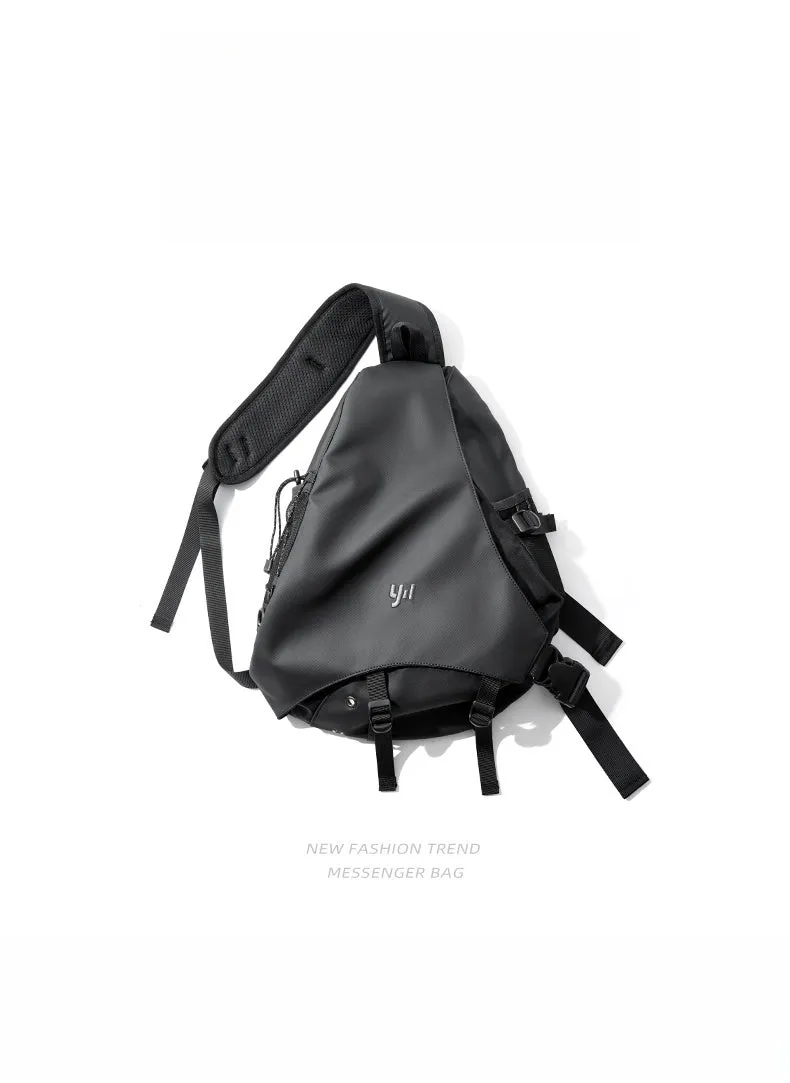Black Large Sling Bag For Big Men Waterproof Large Travel Chest Bag Mens One Strap Backpack
