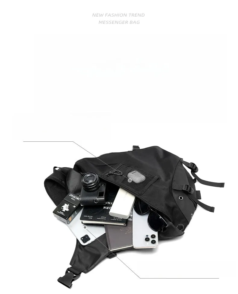 Black Large Sling Bag For Big Men Waterproof Large Travel Chest Bag Mens One Strap Backpack