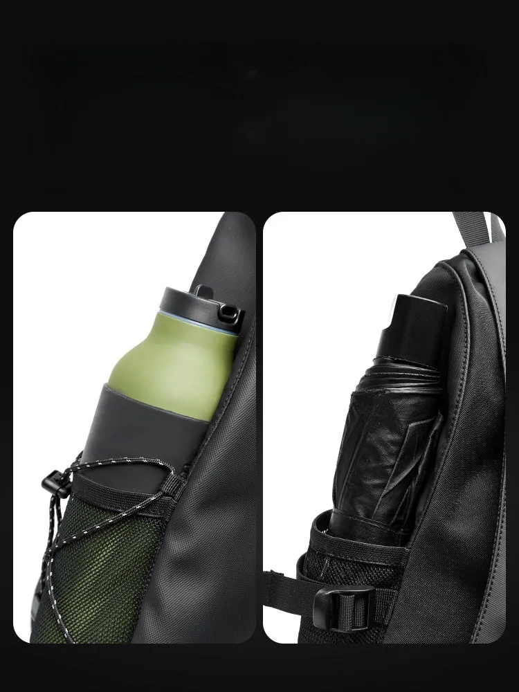 Black Large Sling Bag For Big Men Waterproof Large Travel Chest Bag Mens One Strap Backpack