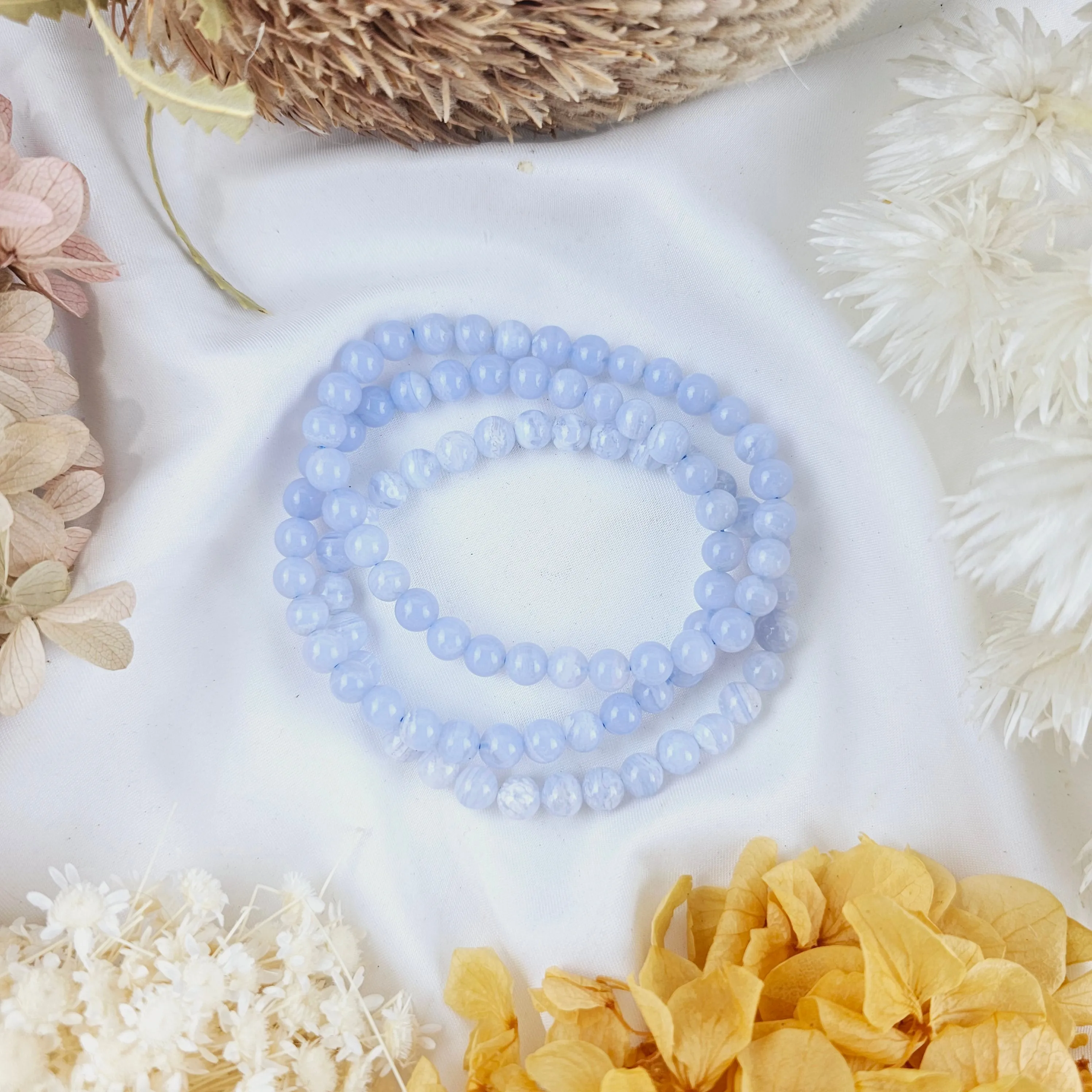 Blue Lace Agate Bracelet - 6mm