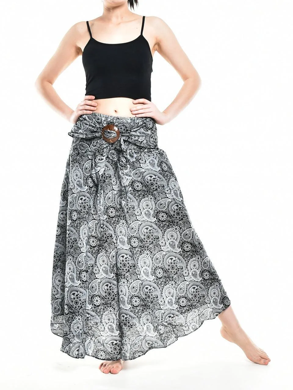 Bohotusk Black Orbit Long Skirt With Coconut Buckle (& Strapless