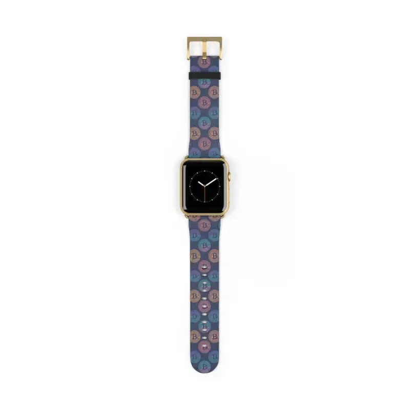Bold Faux Leather Bitcoin Pattern Watch Band
