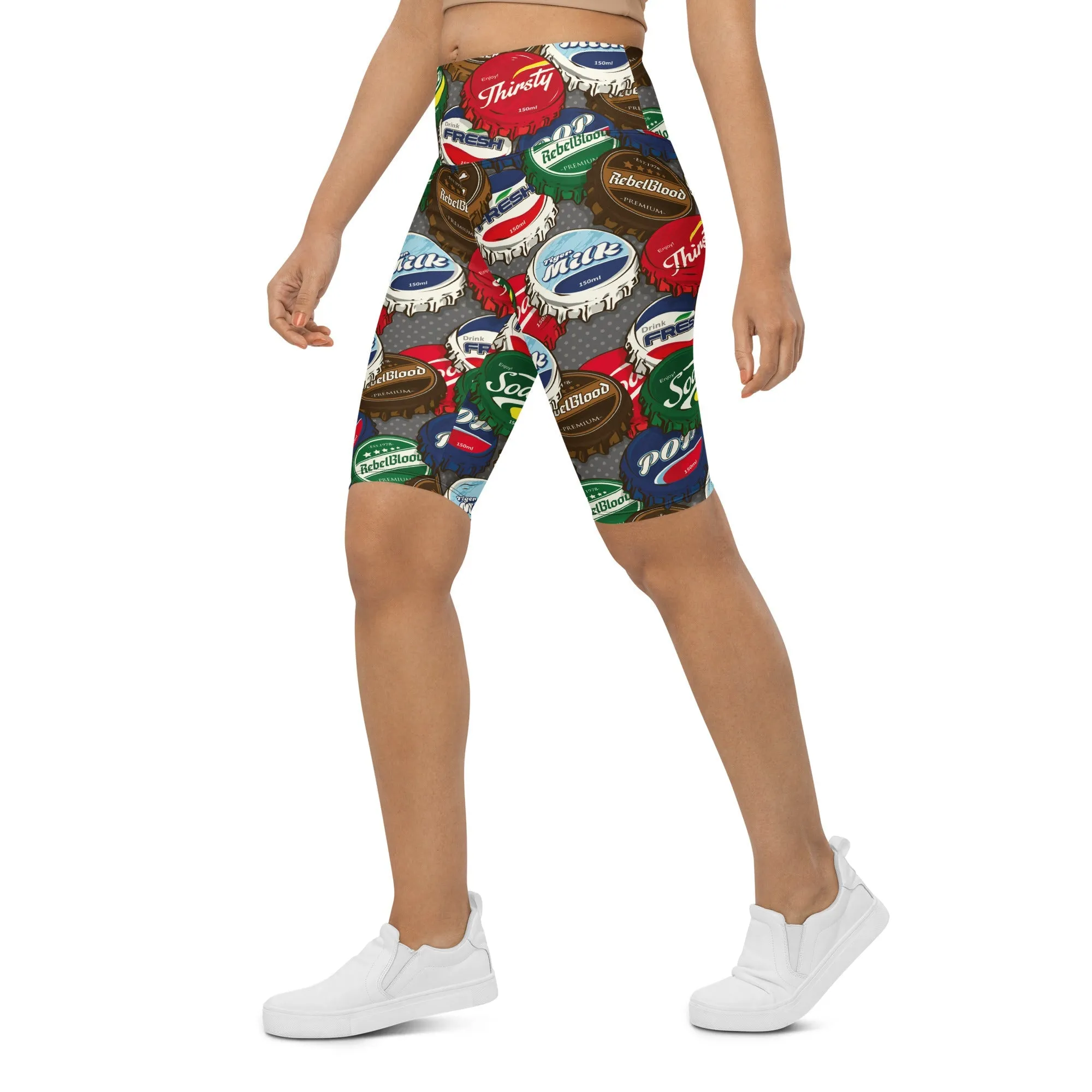 Bottle Caps Biker Shorts