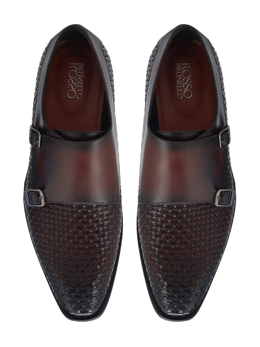 Burgundy Mat Leather Monk Straps