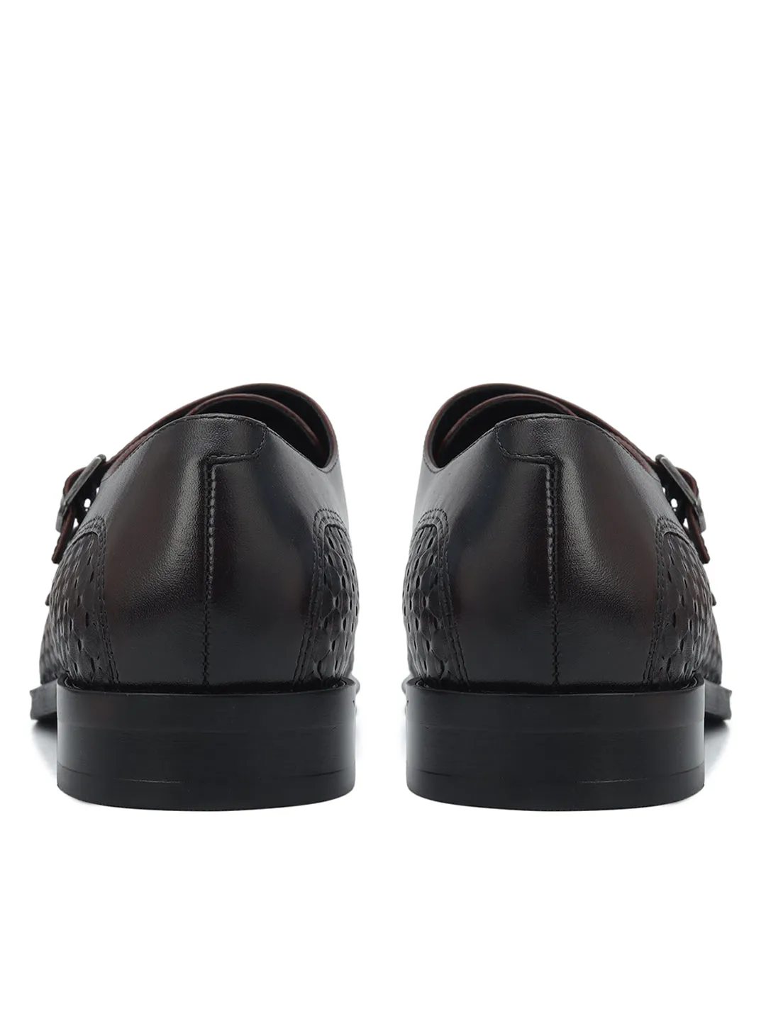 Burgundy Mat Leather Monk Straps