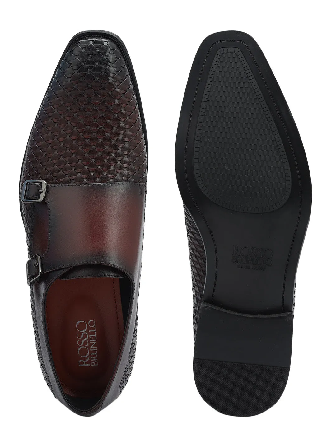 Burgundy Mat Leather Monk Straps