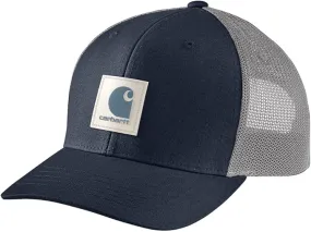 Carhartt Men's Rugged Flex Twill Mesh-Back Logo Patch Cap Navy