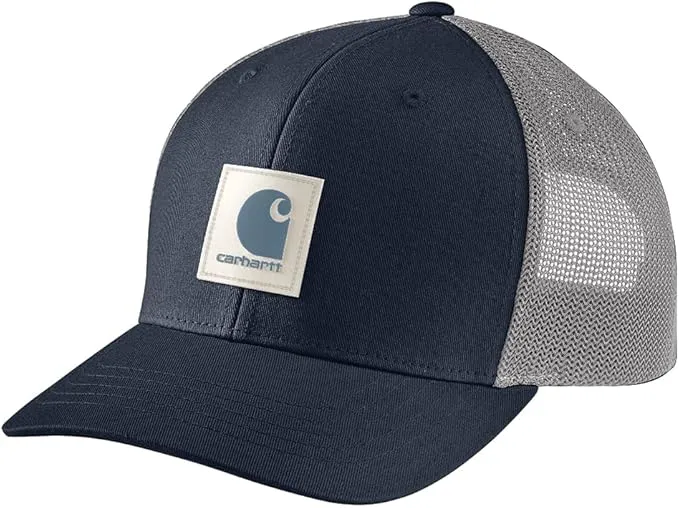 Carhartt Men's Rugged Flex Twill Mesh-Back Logo Patch Cap Navy