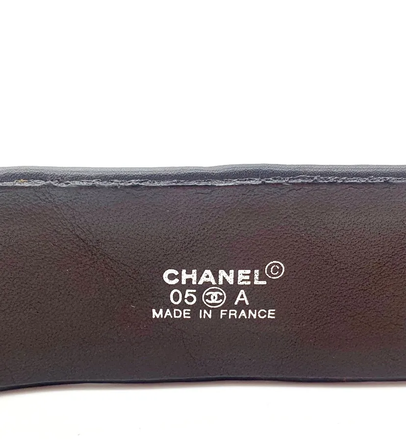 CHANEL CC INTERLOCKING BROWN LEATHER BELT