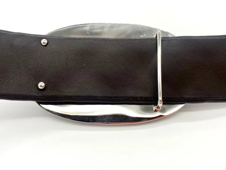 CHANEL CC INTERLOCKING BROWN LEATHER BELT