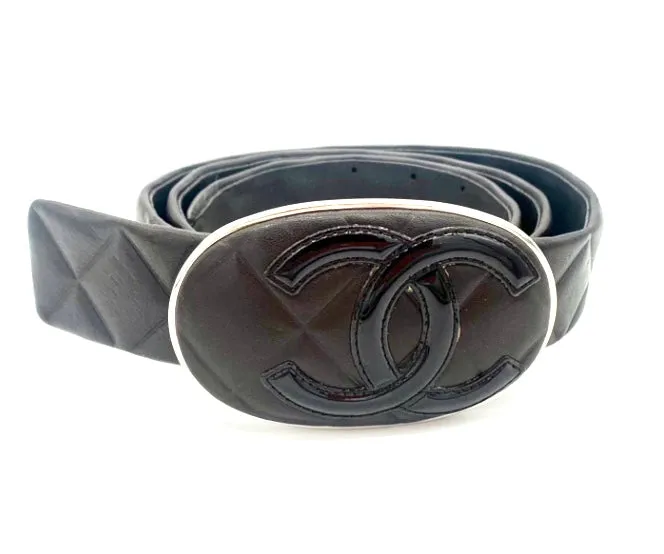 CHANEL CC INTERLOCKING BROWN LEATHER BELT