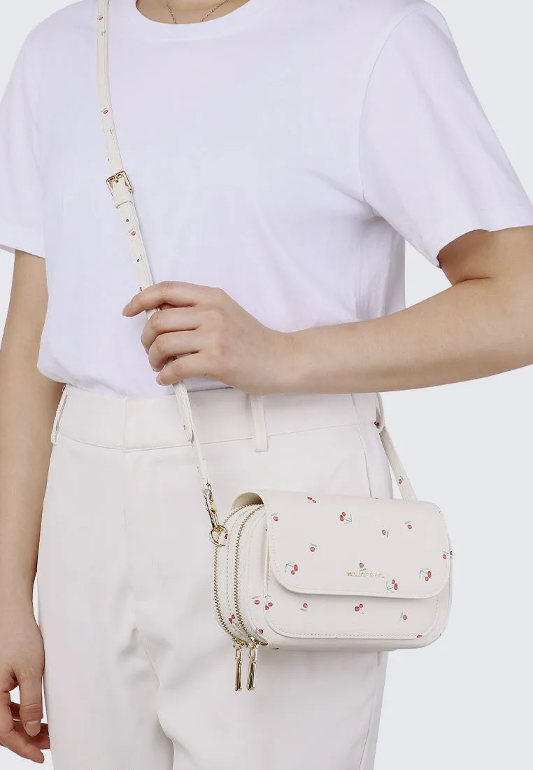 Cher Cher Double Zipper Sling Pouch (Beige)