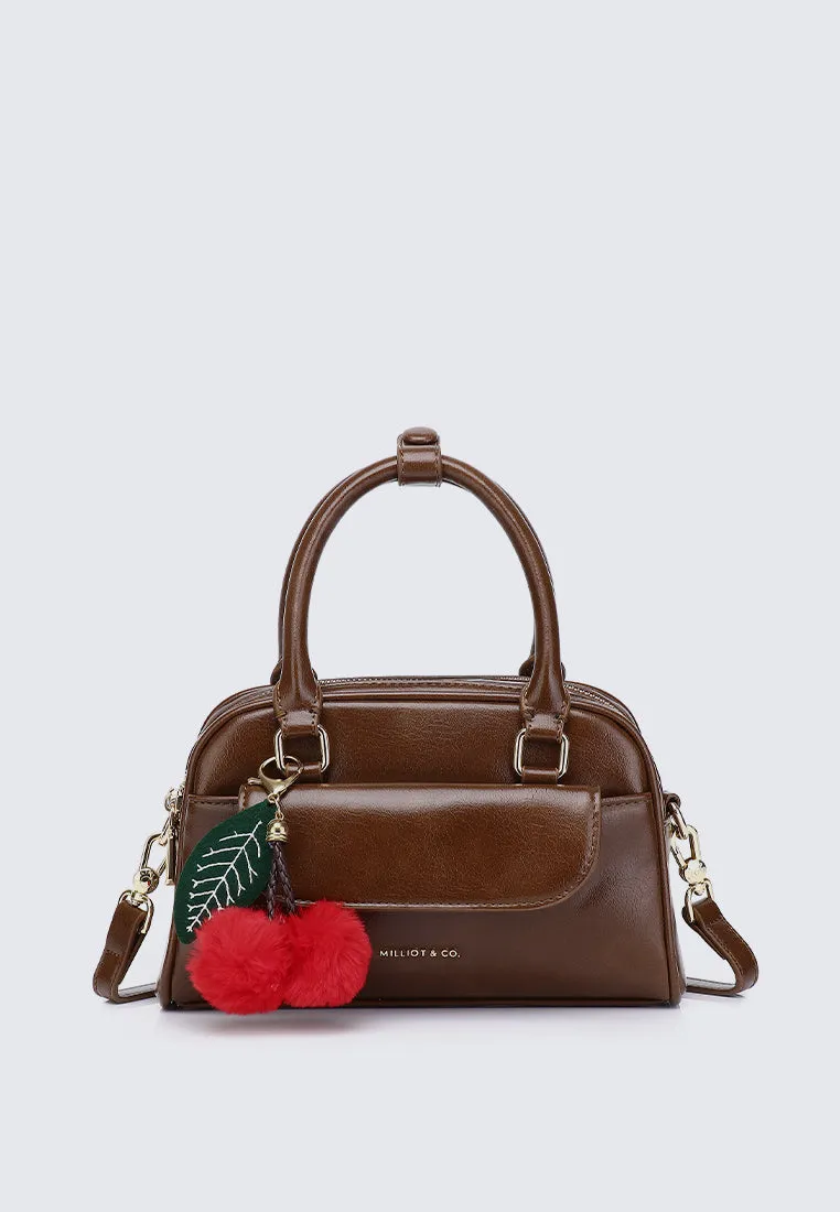 Cherry Bomb Chubby Top Handle Bag (Coffee)