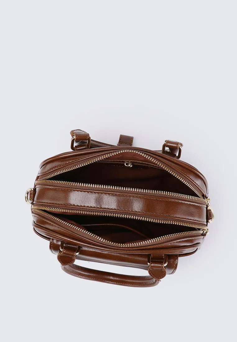 Cherry Bomb Chubby Top Handle Bag (Coffee)