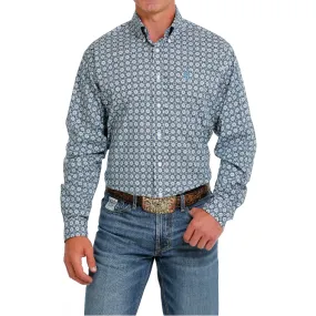 Cinch Men's Blue Geometric Print Button Down Shirt MTW1105628