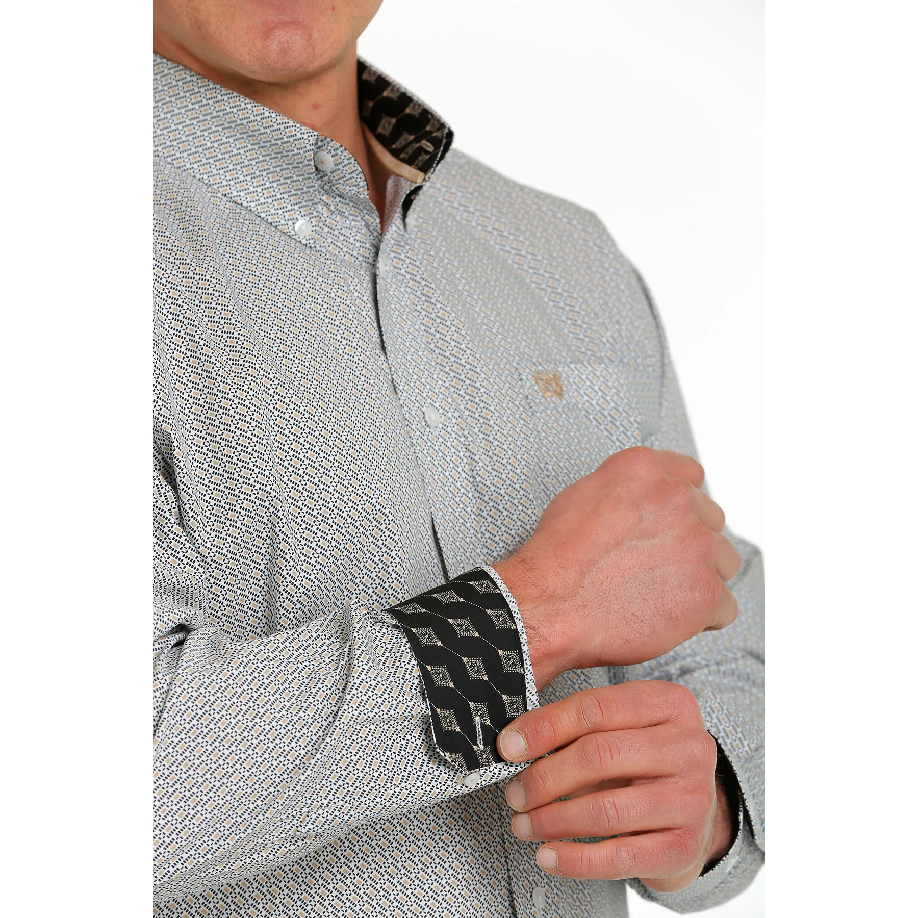 Cinch® Men's Geometric Print Grey Button Down Shirt MTW1105534