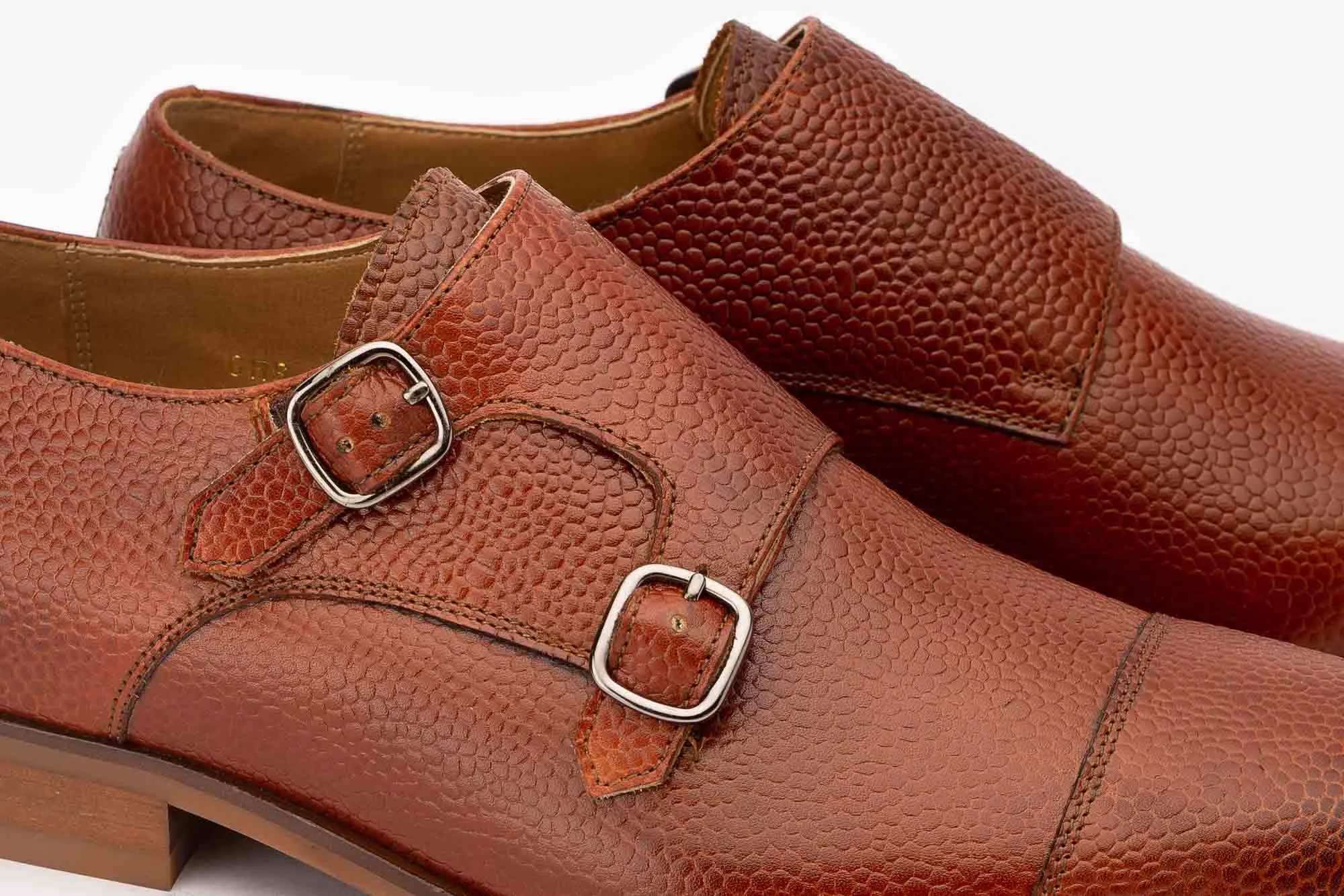 Cogniac Pebble Grain Monk Straps