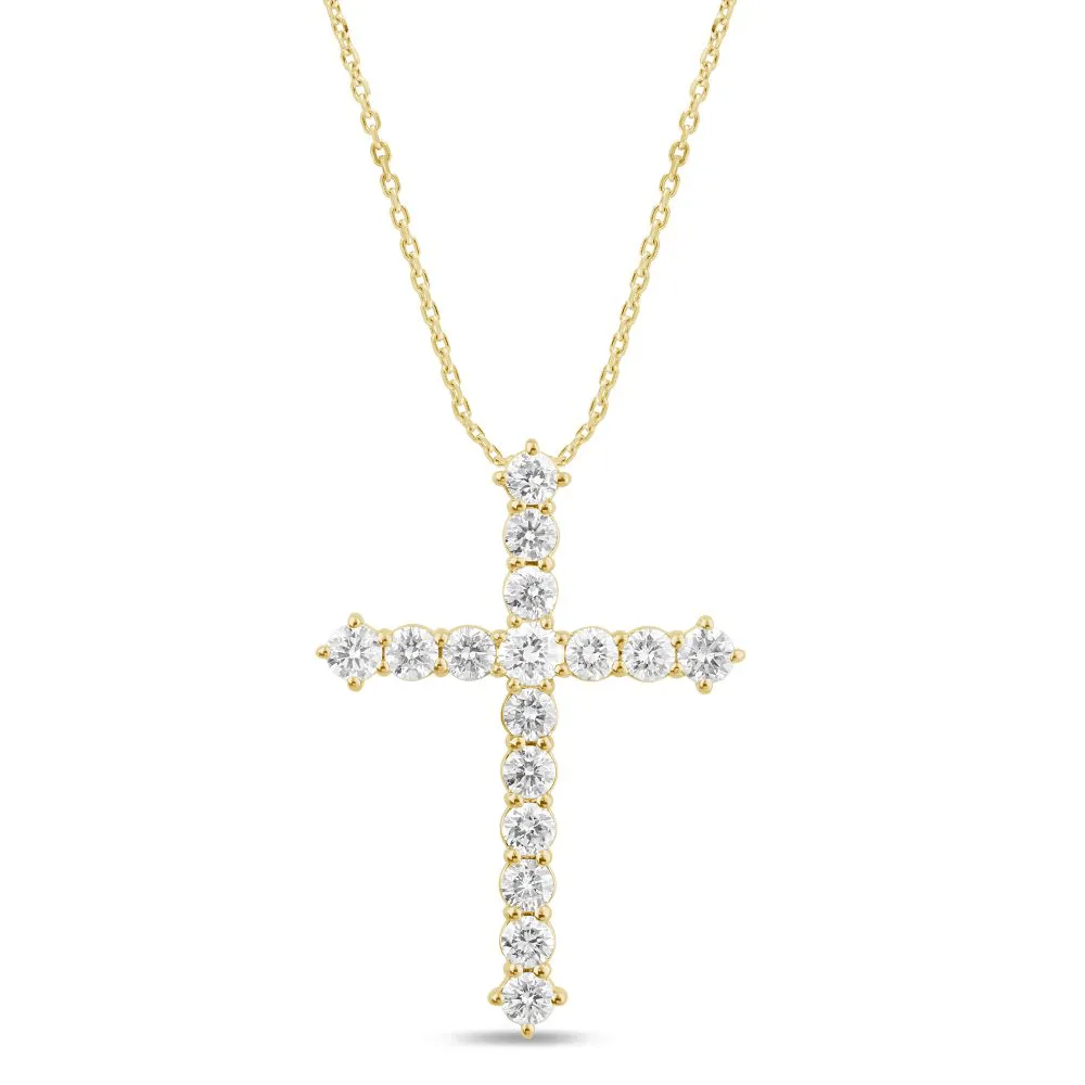 Cross Necklace with 1.00ct of Laboratory Grown Diamonds in 9ct Yellow Gold